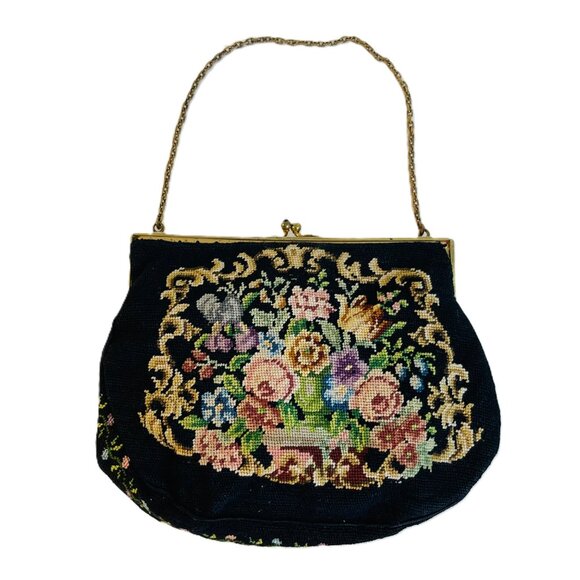 Vintage Purse Needlepoint Tapestry Handbag Bag 7.5" x 5.5" - Picture 5 of 11